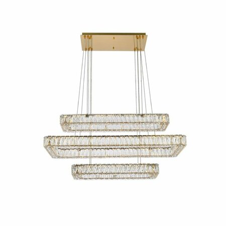 ELEGANT LIGHTING Elegant Lighting  42 in. Monroe LED Triple Rectangle Pendant, Gold 3504G42L3G